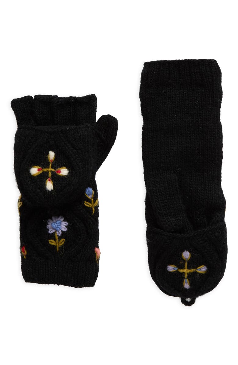FRENCH KNOT Tilly Hand Knit Convertible Mitten, Main, color, Black