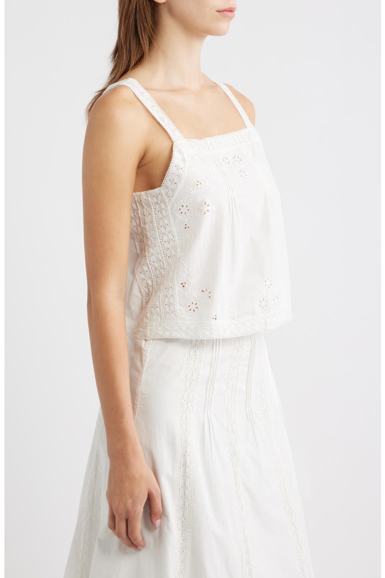 Amal Embroidered Eyelet Organic Cotton Top, Alternate, color, IVORY