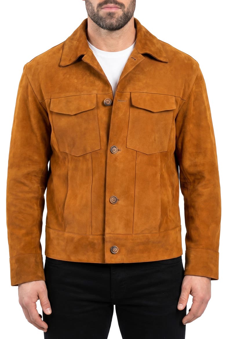 Captain Leather Jacket, Alternate, color, BROWN