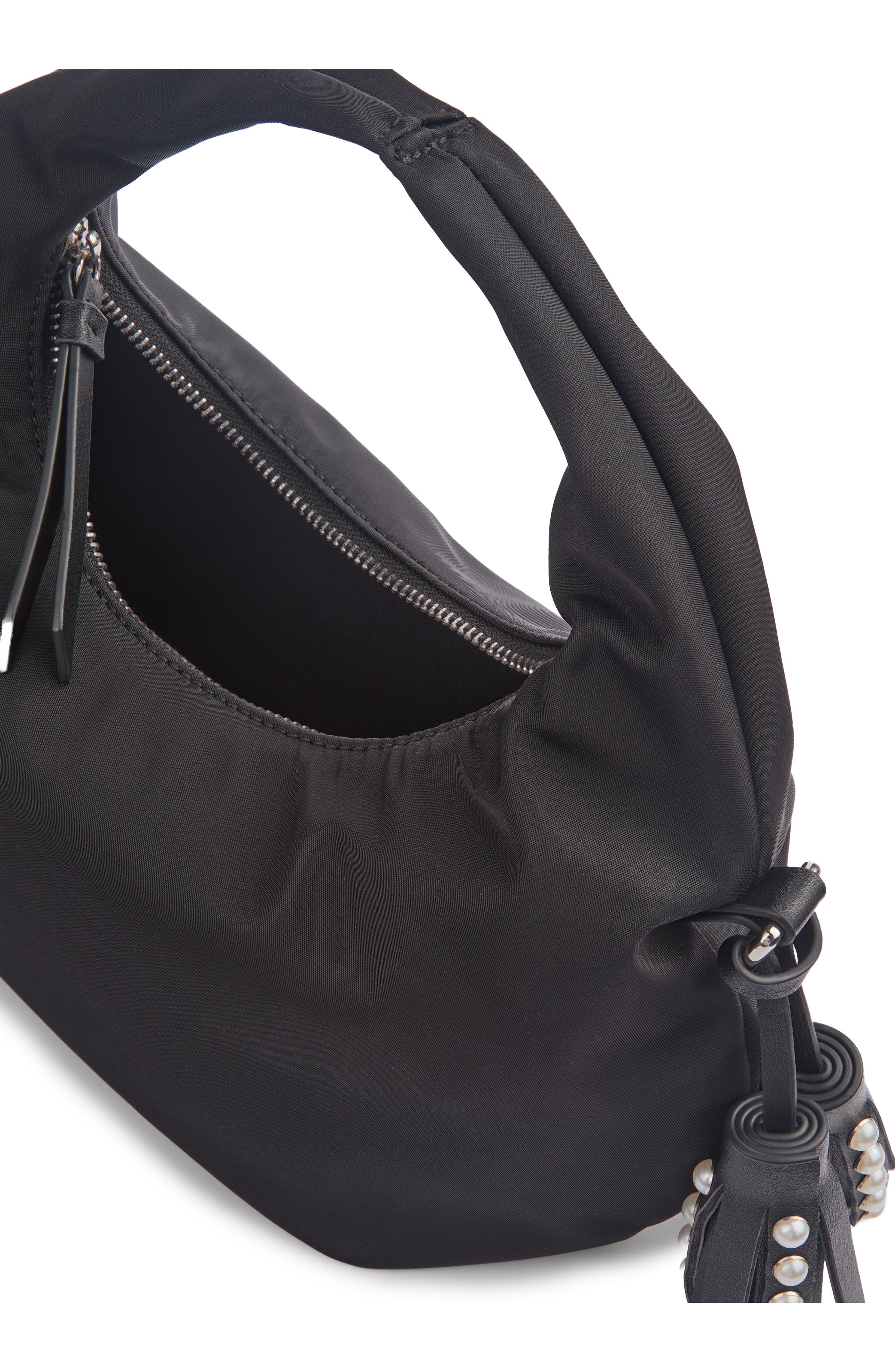 LK Bennett Bow Nylon Grab Bag, Alternate, color, Black