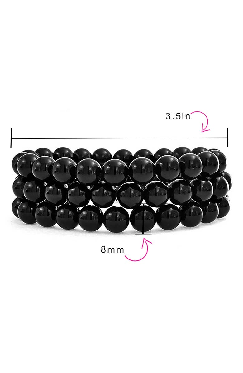 BLING JEWELRY Set of 3 Onyx Bead Multi Strand Stretch Bracelet, Alternate, color, Black