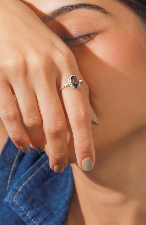 Ys Gems Oval Solitaire Ring In Brown