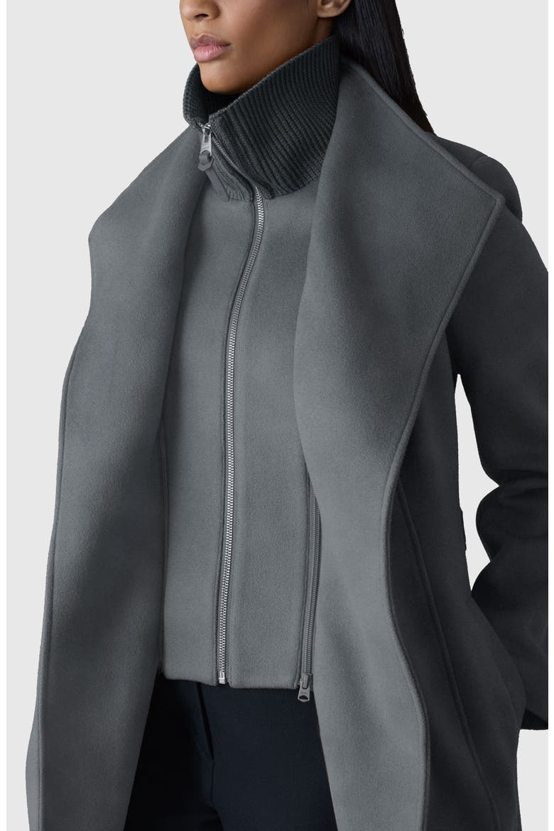 Norita Belted Double Face Wool Coat with Wool Blend Bib, Alternate, color, CARBON MIX