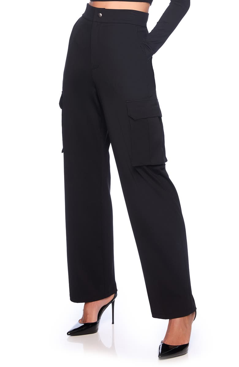 Susana Monaco Stretch Nylon Cargo Pants, Main, color, Black