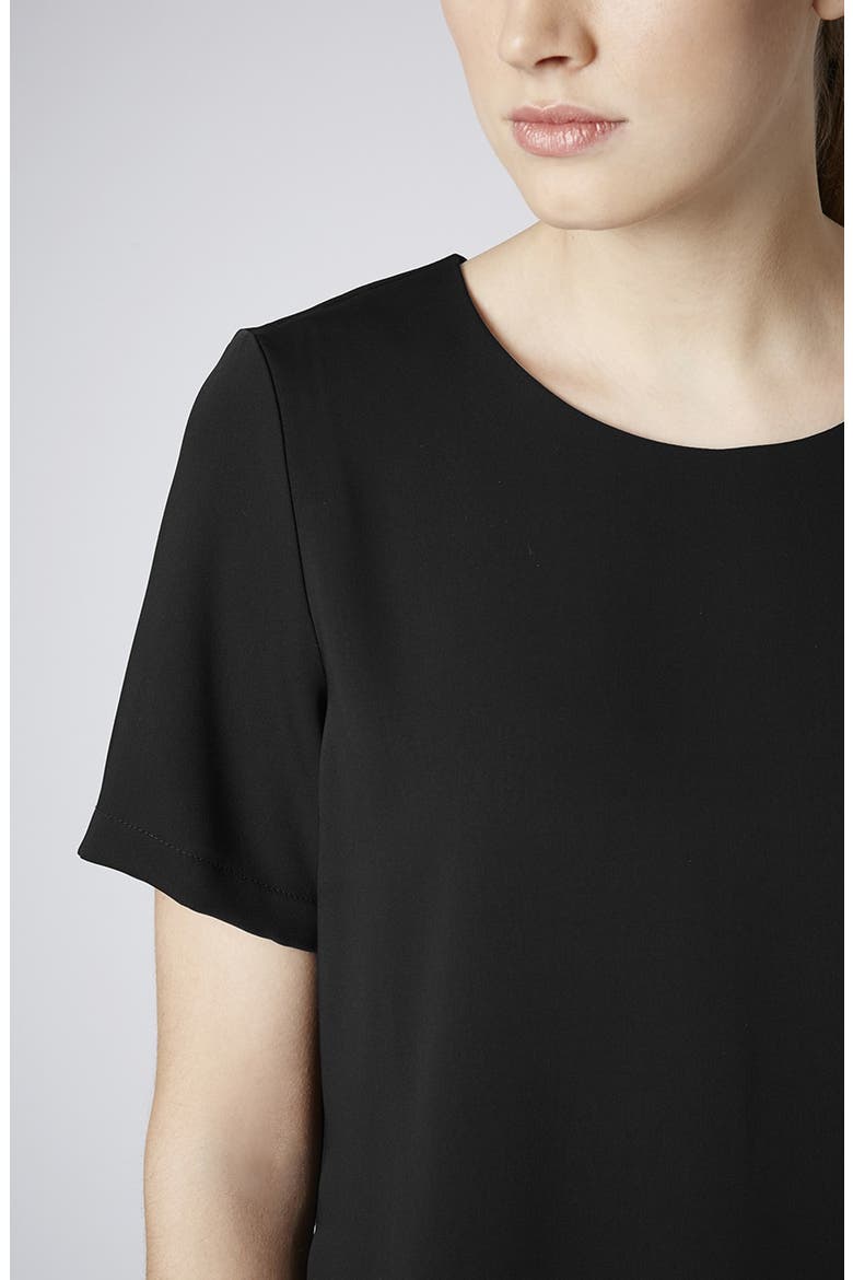 Split Side High/Low Top, Alternate, color, BLACK