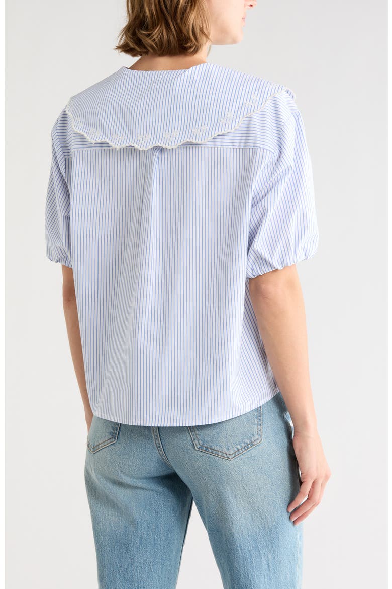 Embroidered Striped Shirt, Alternate, color, WHITE WITH BLUE STRIPES