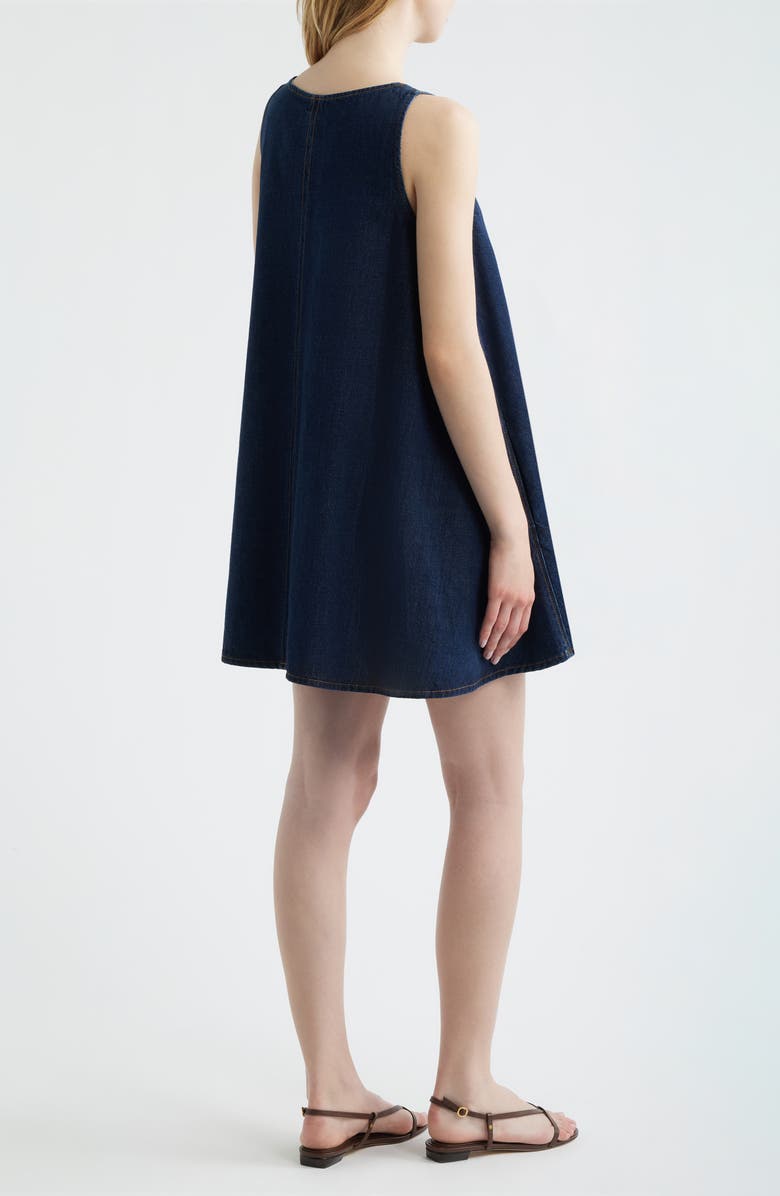 FRAME Skipper Sleeveless Cotton Blend Denim Trapeze Minidress, Alternate, color, Duomo