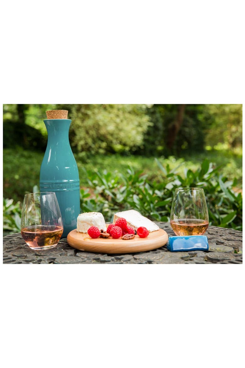 Glazed Stoneware Wine Carafe with Cork, Alternate, color, CHERRY