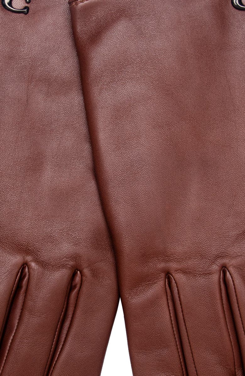 COACH Sculpted C Wool Lined Leather Tech Gloves, Alternate, color, Dark Saddle