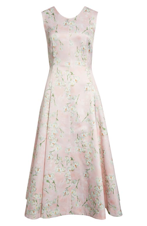 EMILIA WICKSTEAD EMILIA WICKSTEAD FLORAL SATIN A-LINE MIDI DRESS