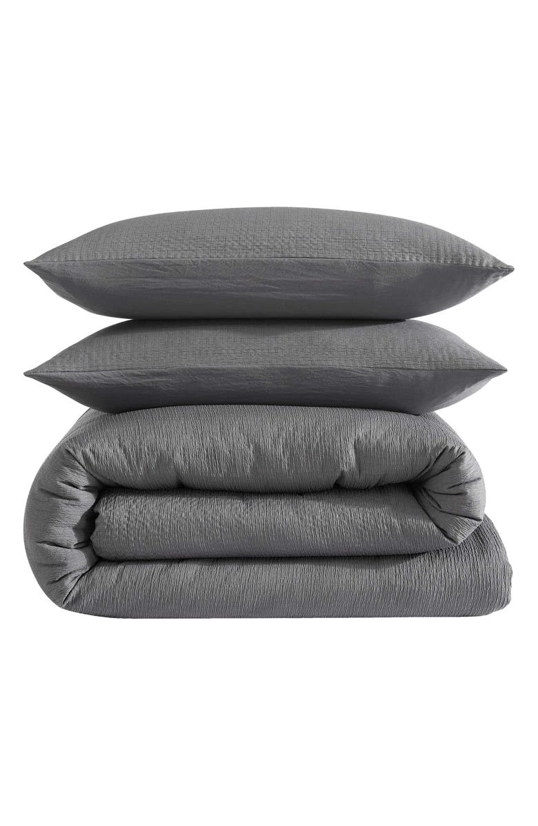 Calvin Klein Seersucker Duvet Cover & Sham Set, Alternate, color, Graphite