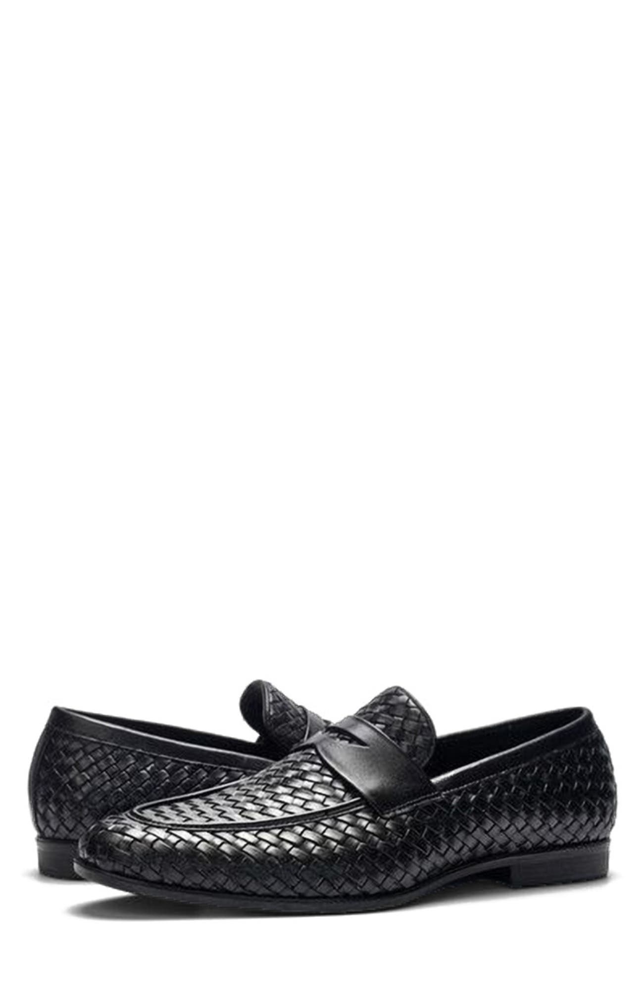 A. Veer Cairo Woven Loafer, Alternate, color, Black Leather