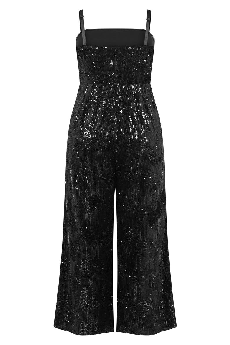Sequin Sleeveless Wide Leg Jumpsuit, Alternate, color, BLACK