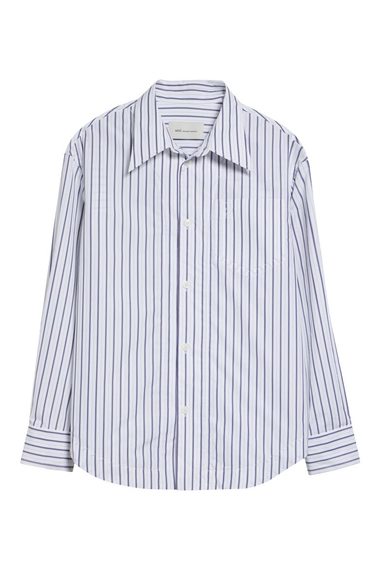 Stripe Cotton Poplin Button-Up Shirt, Alternate, color, BLANC/ ENCRE