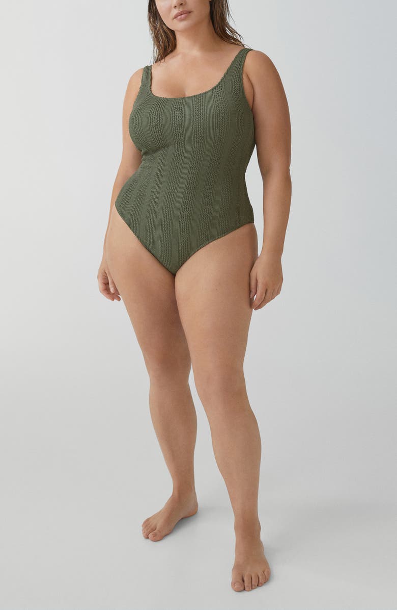 MANGO Textured One-Piece Swimsuit, Alternate, color, 