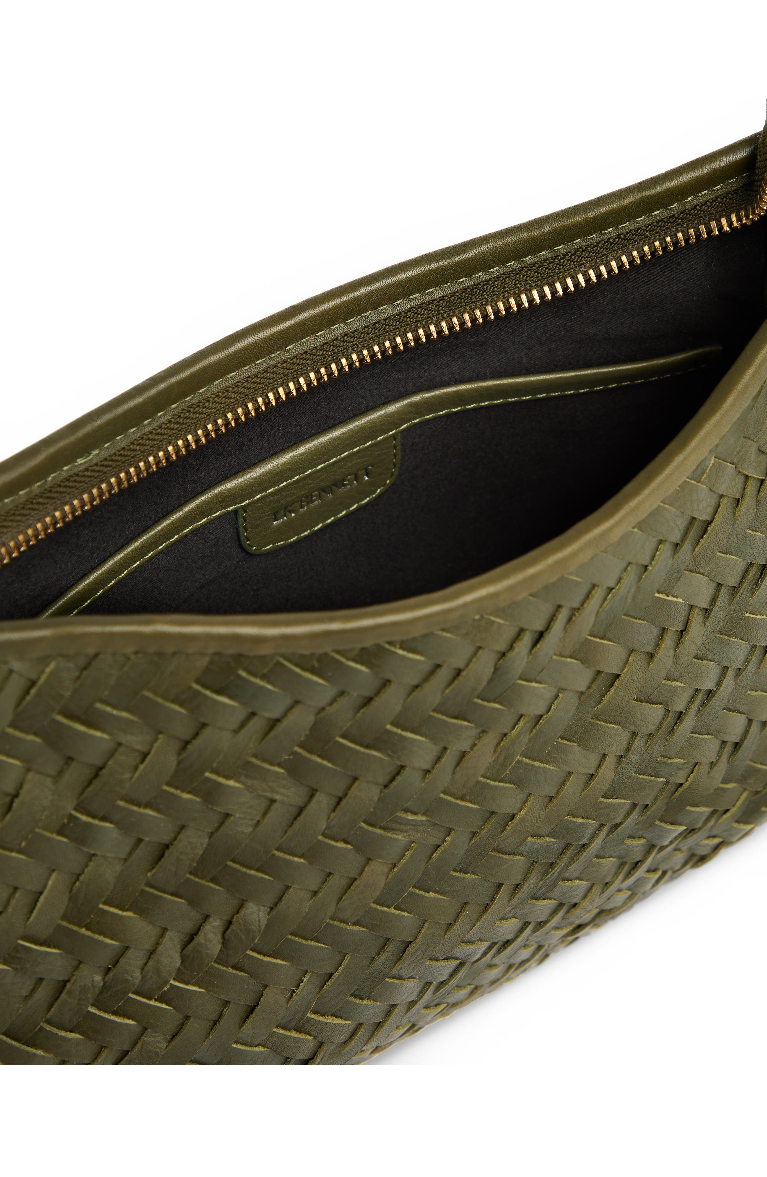 LK Bennett Harley Woven Leather Crossbody Bag, Alternate, color, Olive