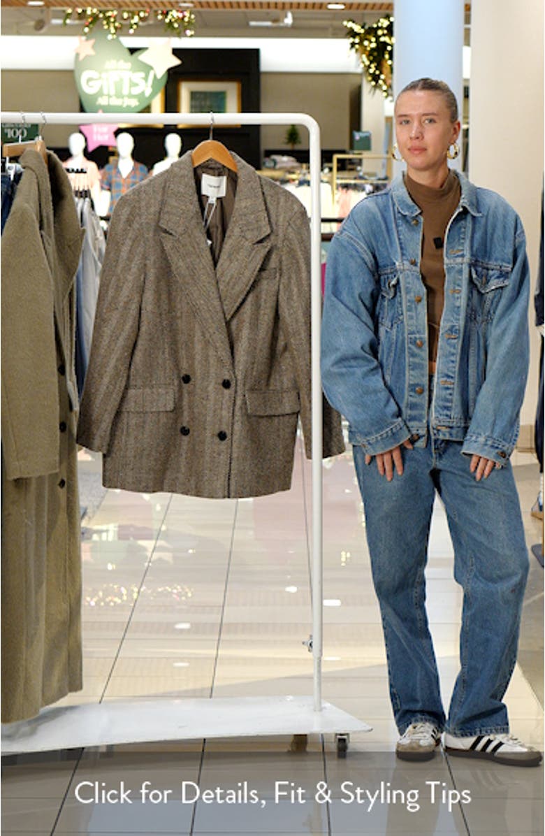 Oversize Herringbone Twill Double Breasted Blazer, sales video thumbnail