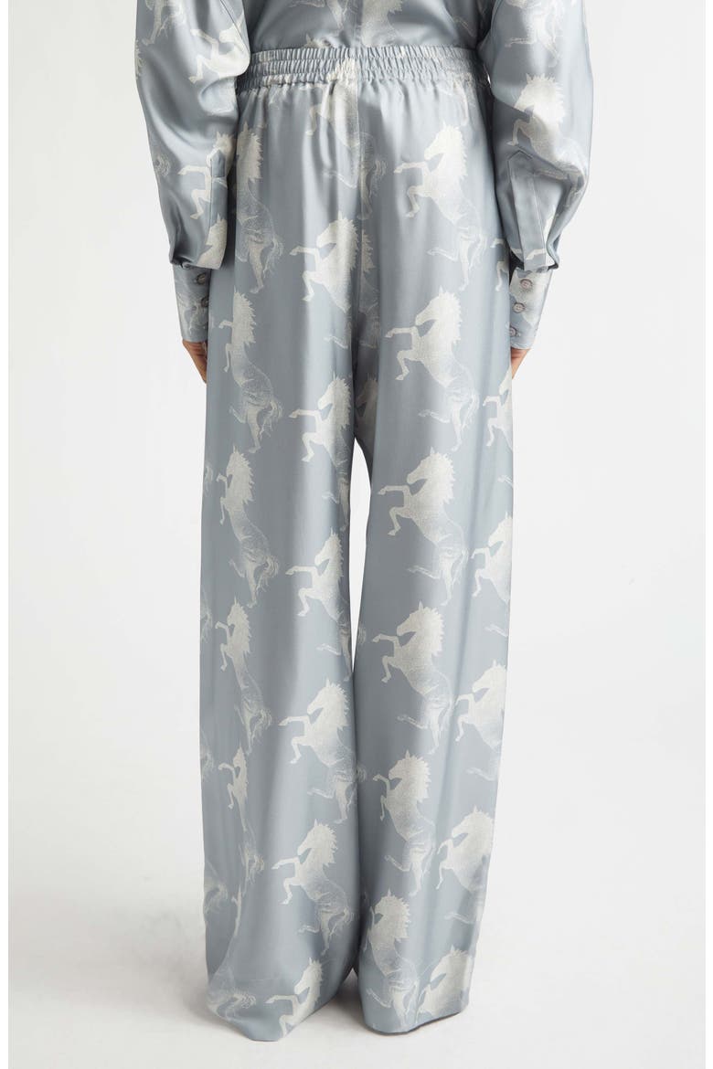 Horse Print Paneled Silk Drawstring Pants, Alternate, color, BLUE/ CREAM
