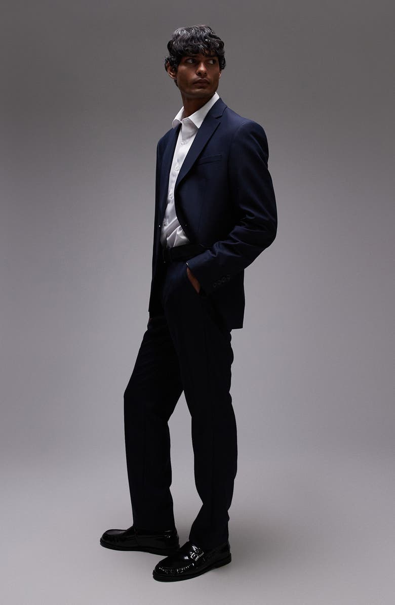 Topman Slim Fit Navy Stretch Suit Jacket, Alternate, color, 