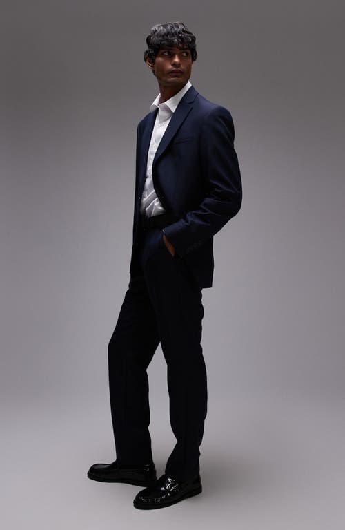 Topman Slim Fit Navy Stretch Suit Jacket In Navy