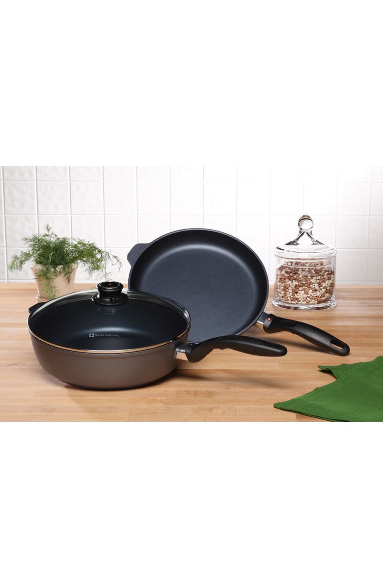 Swiss Diamond 3 Piece Cookware Set - Fry Pan and Saute Pan, Alternate, color, Black