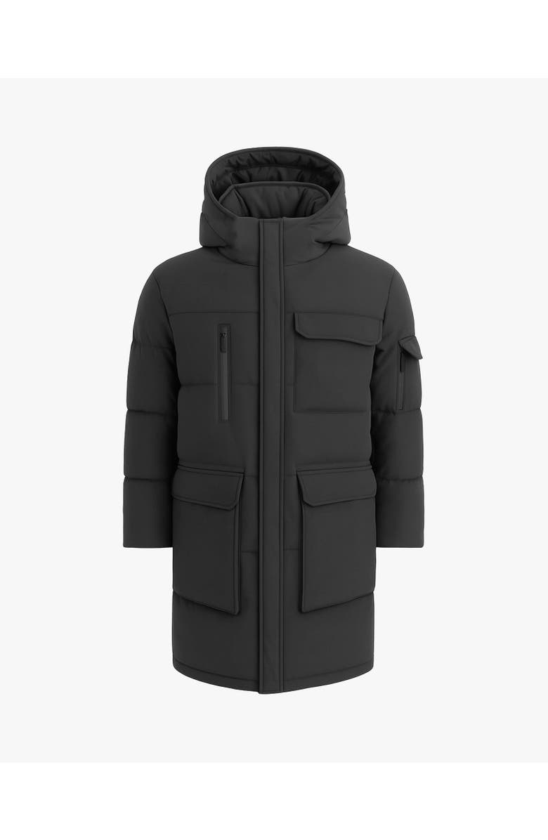 Quartz Co. COMPASS | Hooded Recycled Down Winter Jacket, Main, color, Black