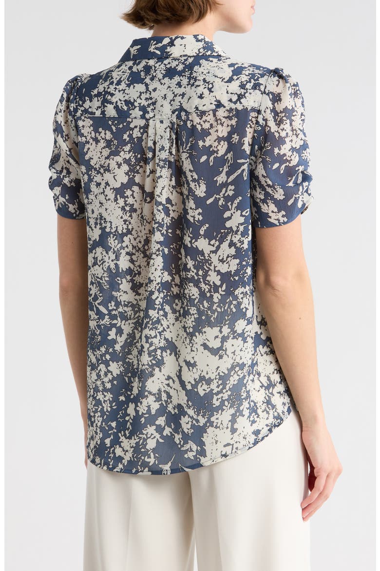 Patterned Pinch Sleeve Button-Up Shirt, Alternate, color, DUSTY BLUE FLORAL