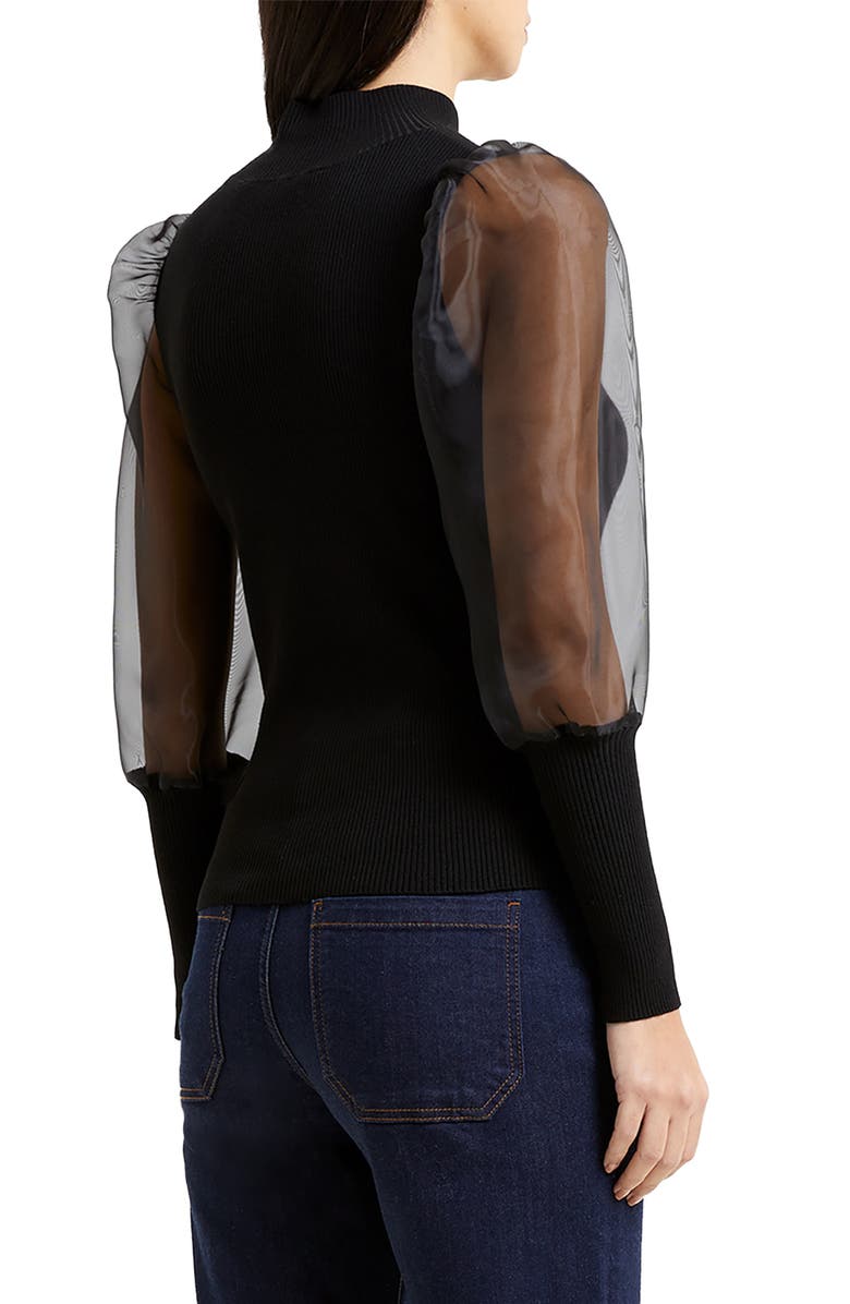 French Connection Krista Organza Contrast Mock Neck Sweater, Alternate, color, 