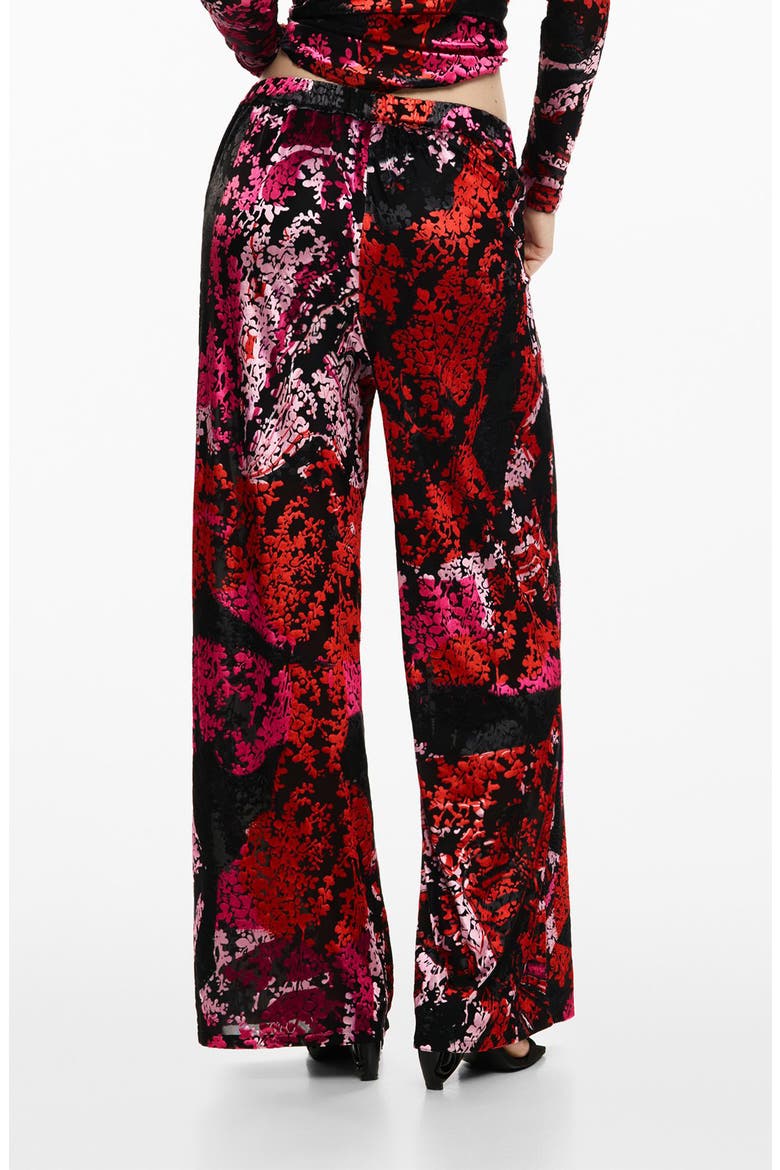 Floral Print Wide Leg Pants, Alternate, color, BLACK