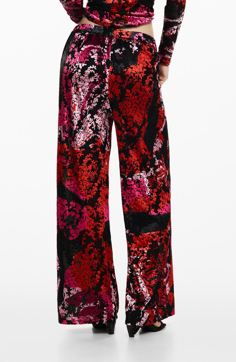 Desigual Floral Print Wide Leg Pants, Alternate, color, 
