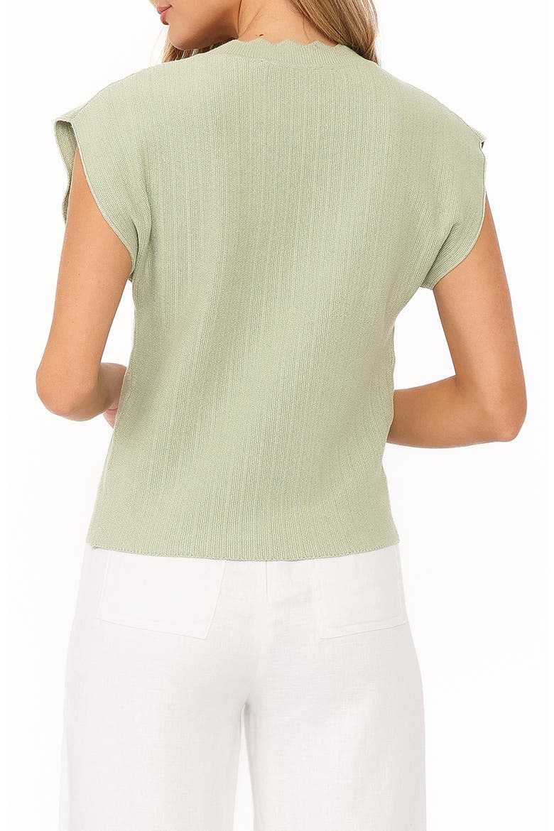 Mackie Scalloped Ribbed Top, Alternate, color, SAGE