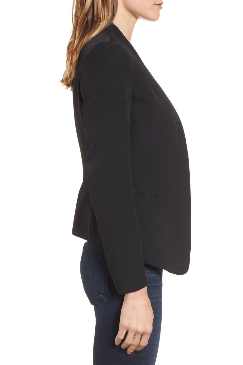 Anne Klein Open Front Jacket, Alternate, color, BLACK
