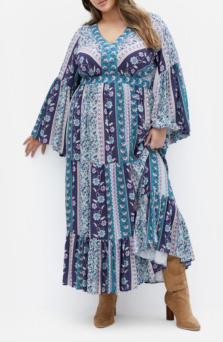 City Chic Heaven Long Sleeve Maxi Dress, Main, color, Jewel