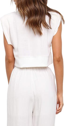 Whitley Padded Shoulder Crop Top