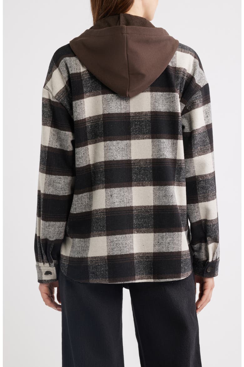 Plaid Hooded Shacket, Alternate, color, BLACK BROWN PLAID