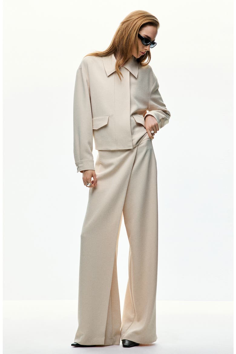 Tamar Wrap Front High Waist Straight Leg Pants, Alternate, color, ECRU