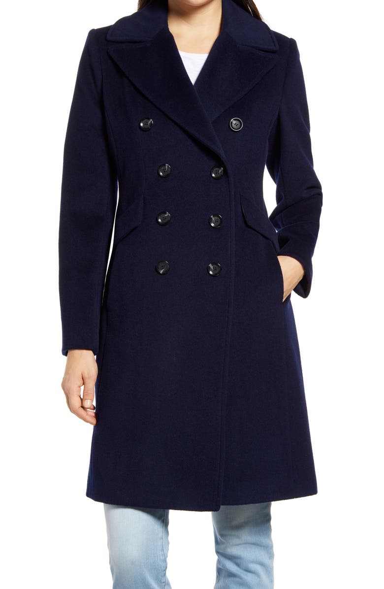 Sam Edelman Double Breasted Wool Blend Coat, Main, color,