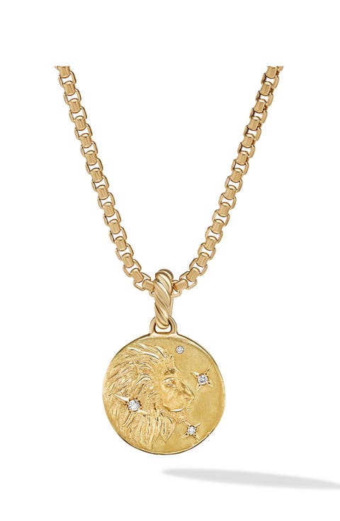 Zodiac Amulet in 18K Yellow Gold with Pavé Diamonds, 18.9mm
