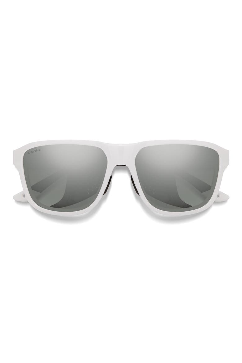 Embark 58mm ChromaPop™ Polarized Square Sunglasses, Main, color, WHITE / PLATINUM MIRROR