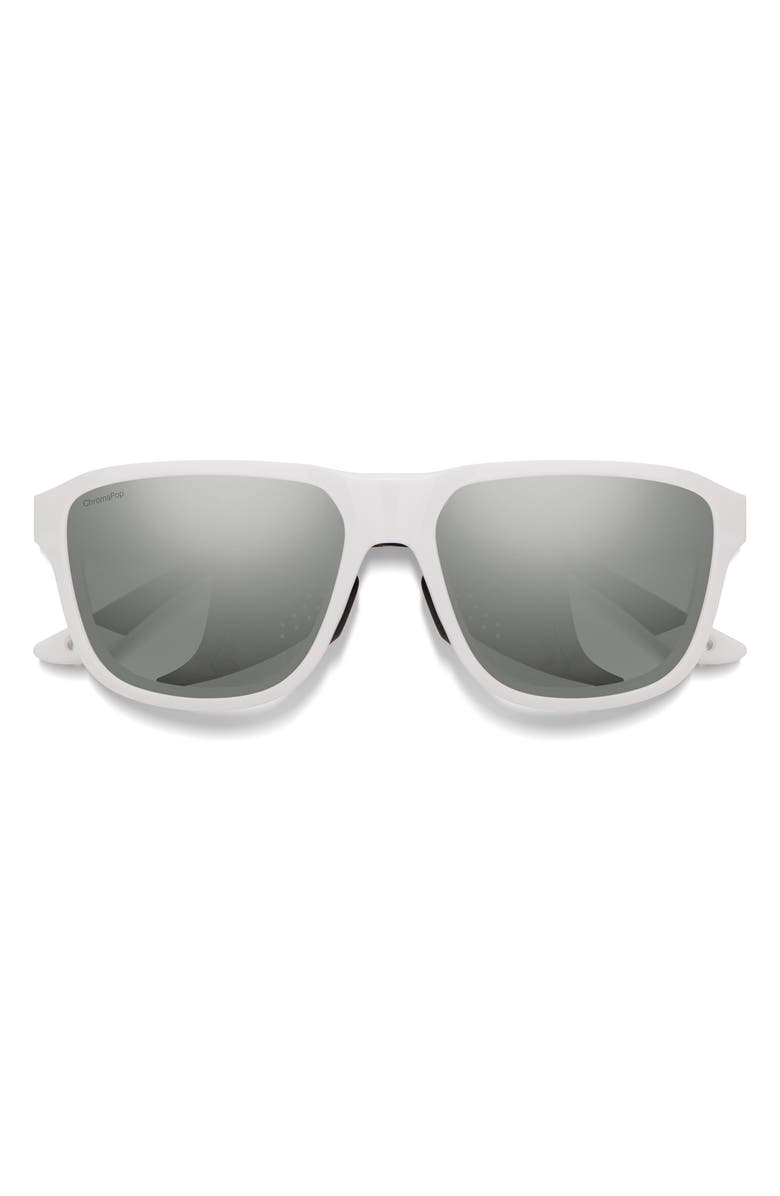 Smith Embark 58mm ChromaPop<sup>™</sup> Polarized Square Sunglasses, Main, color, White / Platinum Mirror
