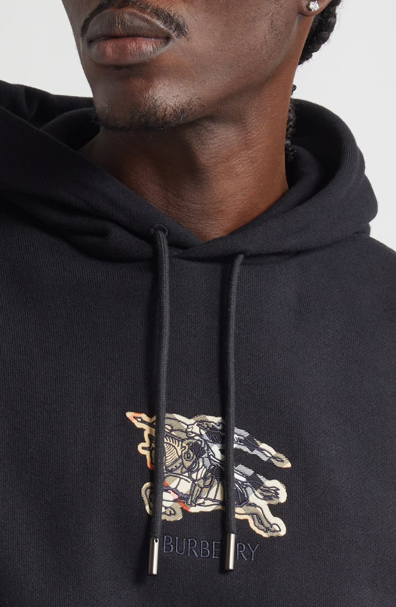 Burberry Simon EKD Appliqué Cotton Hoodie, Alternate, color, Black