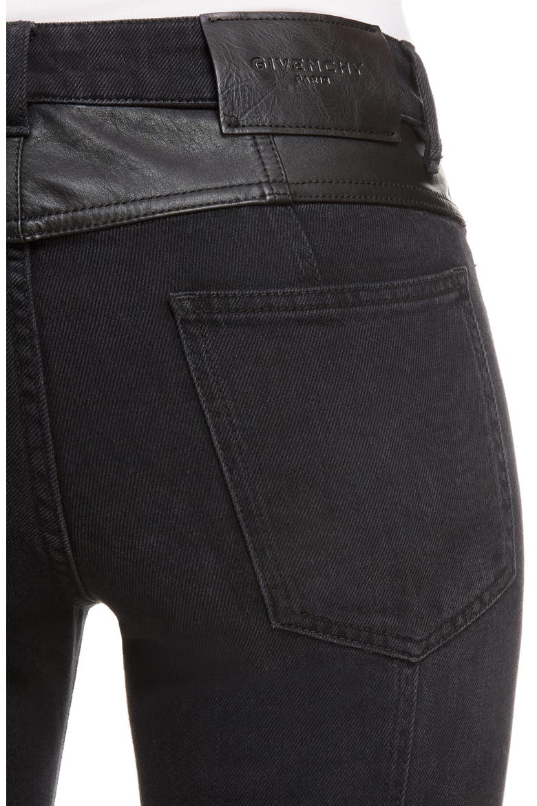 Leather Detail Ankle Skinny Jeans, Alternate, color, 001-BLACK
