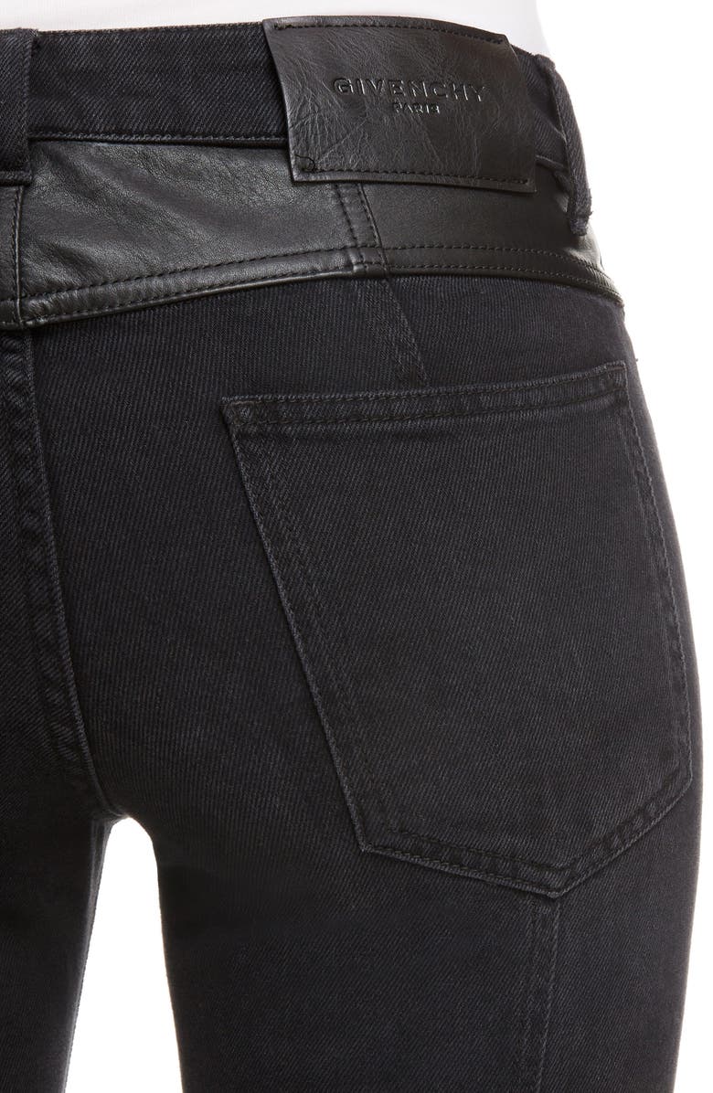 Givenchy Leather Detail Ankle Skinny Jeans, Alternate, color, 