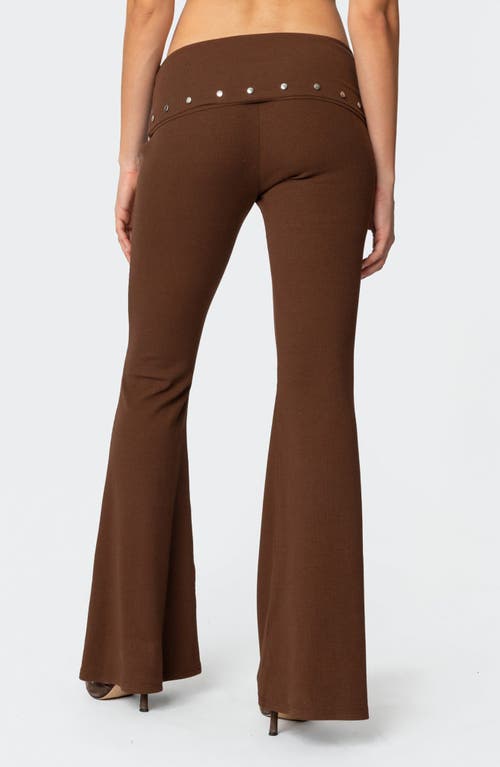 EDIKTED EDIKTED ARIES FOLDOVER STUDDED WAIST FLARE LEGGINGS