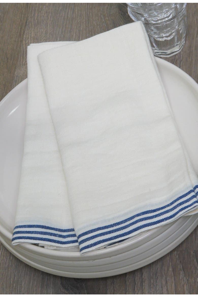Alsace Tea Towels - Set of 2, Alternate, color, White, Blue 20" x 30"