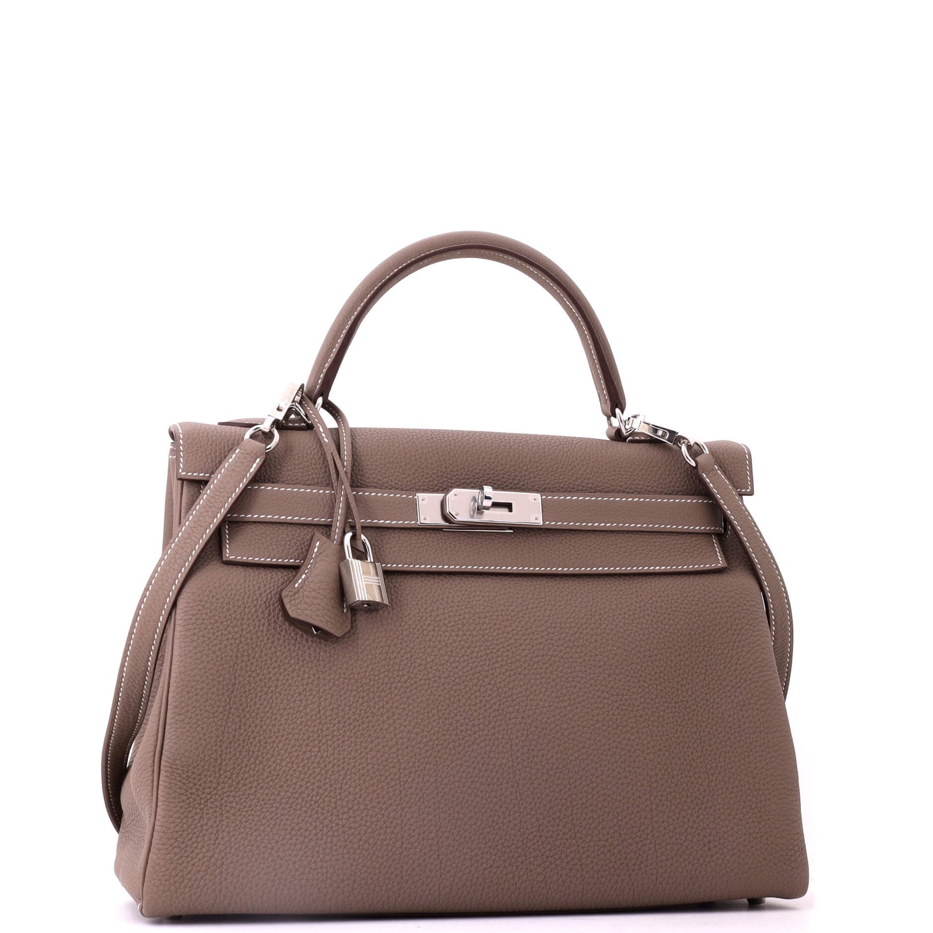 Pre-Owned Hermes Kelly Handbag Grey Togo with Palladium Hardware 32, Alternate, color, Etoupe