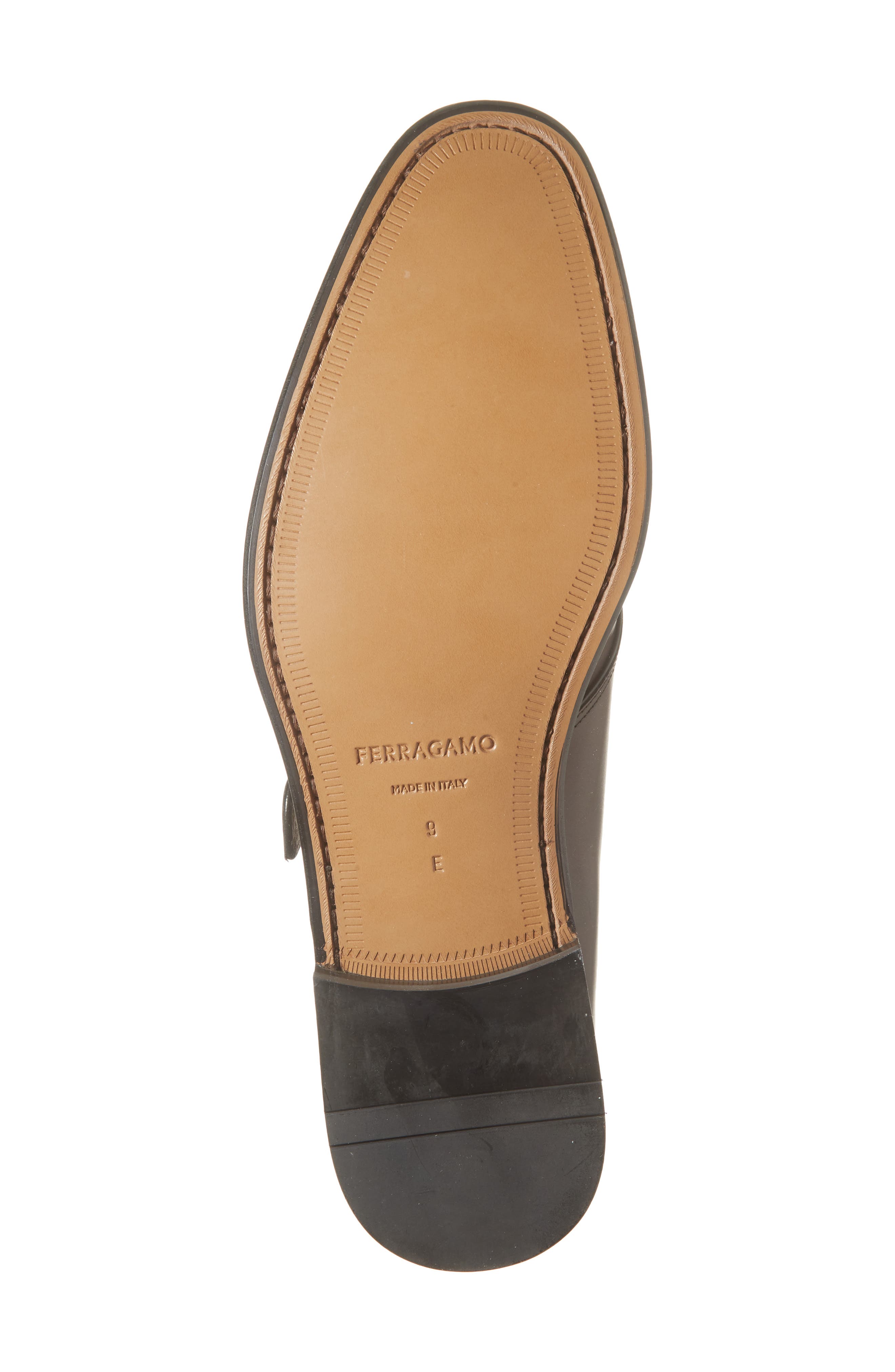 FERRAGAMO Argo Plain Toe Monk Shoe, Alternate, color, Cordovan Nero New Biscotto