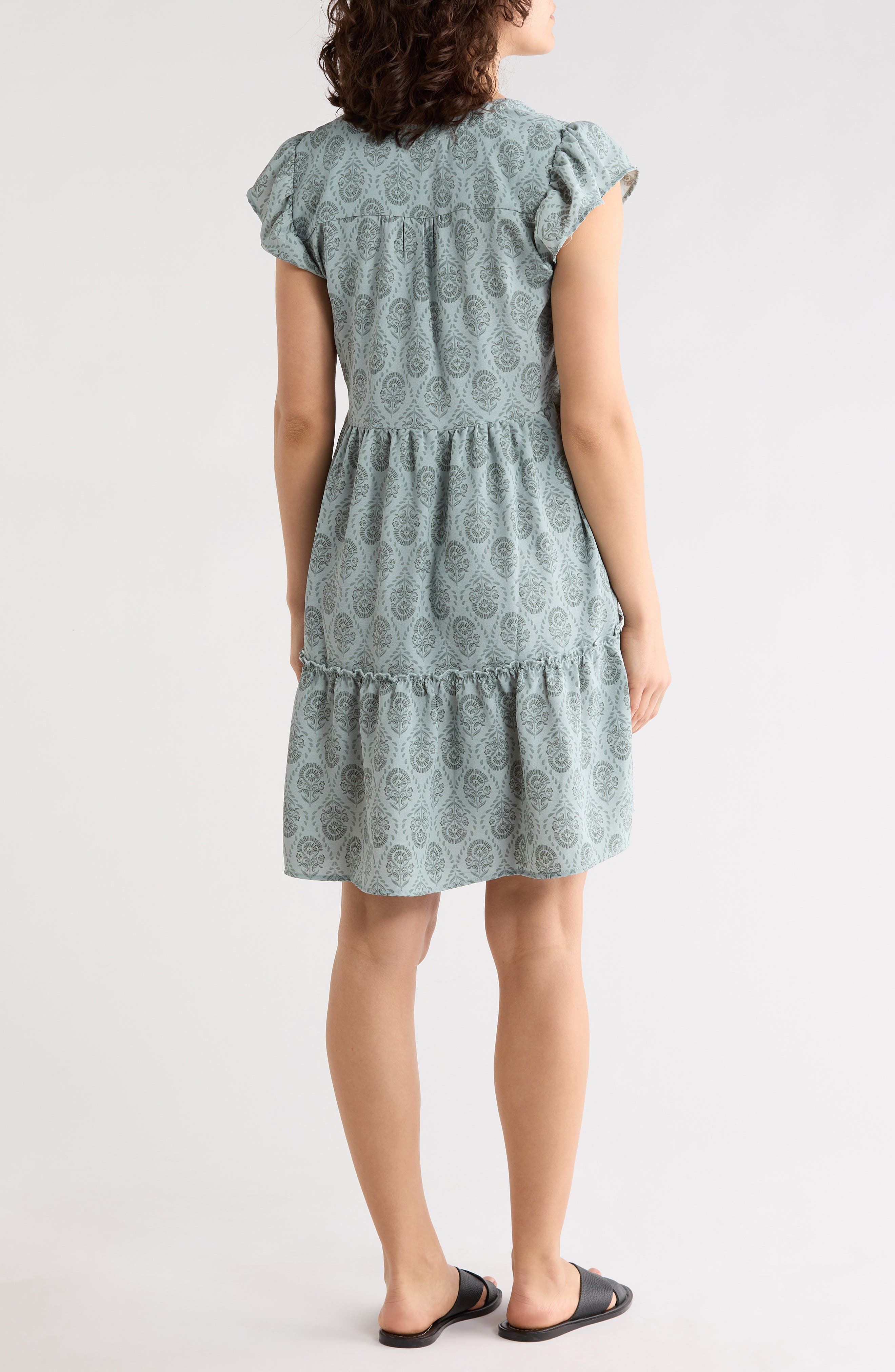 Flutter Sleeve Tiered Minidress - image 4