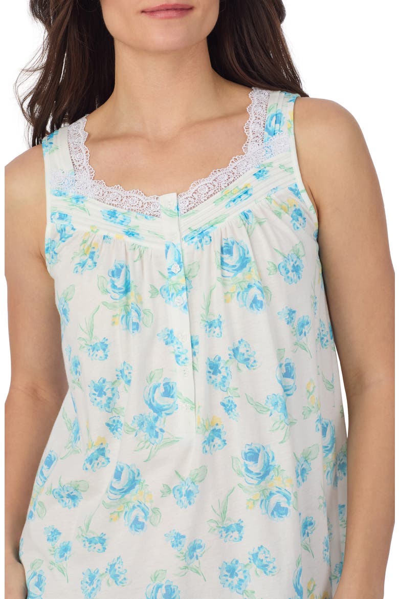 Floral Sleeveless Jersey Chemise, Alternate, color, AQUA FLORAL WHITE