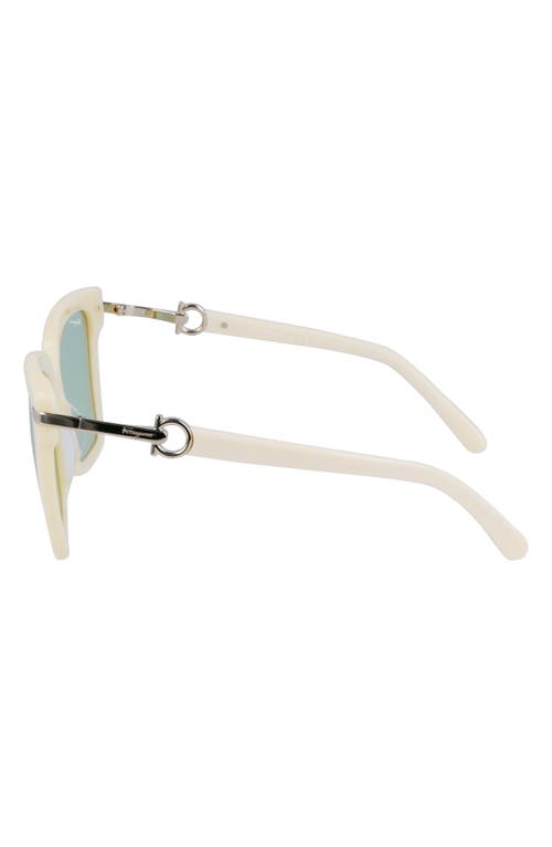 Ferragamo 57mm Polarized Rectangular Sunglasses In White
